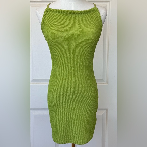 Urban Outfitters Dresses & Skirts - Urban Outfitters Ribbed Mini‎ Dress Open Back Bodycon Lime Size Medium